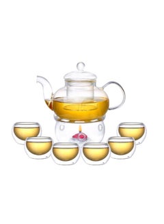 Buy 8-Piece Glass Tea Set Clear 800ml in UAE