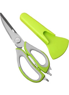 Buy Multi-Functional Kitchen Scissor with Cover Green/Grey in UAE