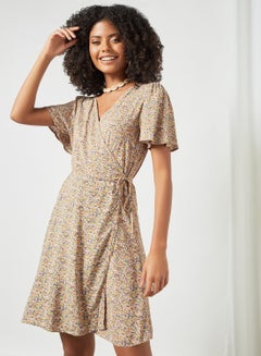 Buy Floral Wrap Dress Multicolour in Saudi Arabia