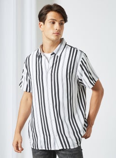 Buy Striped Short Sleeve Shirt White in Saudi Arabia