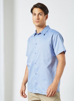 Buy Oxford Chambray Short Sleeve Shirt Blue in UAE