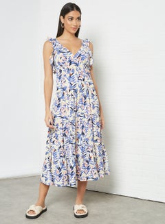 Buy Floral Print Midi Dress Multicolour in UAE