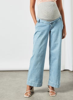 Buy Wide Leg Maternity Jeans Blue in UAE