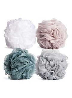 Buy 4-Piece Mesh Bath Sponge Loofah Multicolor 13cm in UAE