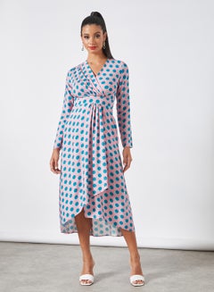 Buy Polka Dot Wrap Dress Multicolour in Saudi Arabia