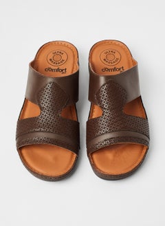 Buy Perforated Upper Sandals Brown in UAE