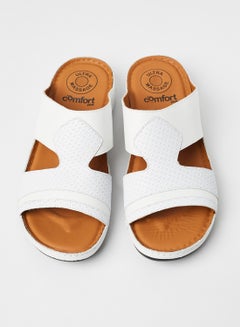 Buy Textured Strap Sandals White in Saudi Arabia