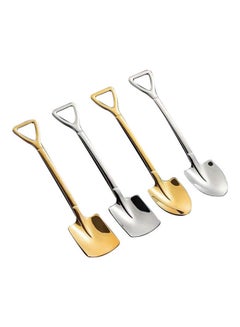 Buy 4-Piece Stainless Steel Spoon Set Silver/Gold in UAE