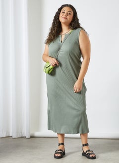 Buy Curve Sleeveless Ribbed Dress Laurel Wreath in UAE