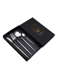 Buy 4-Piece Simple Design Cutlery Gift Set Silver in UAE