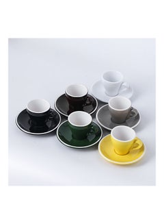 Buy 12-Piece Cup And Saucer Set Multicolour 80ml in UAE