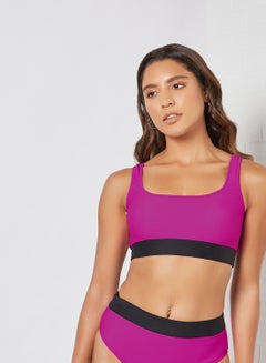 Buy Contrast Band Bikini Top Pink in UAE