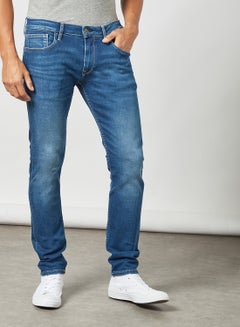 Buy Regular Tapered Fit Jeans Blue in Saudi Arabia
