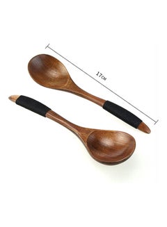 Buy 2-Piece Wooden Spoon Set Brown/Black in Saudi Arabia
