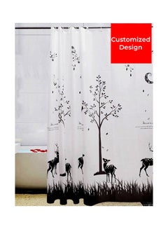 Buy Deers Printed Shower Curtain Black/White 180x120cm in UAE