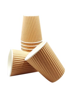 اشتري Pack Of 10 Disposable Coffee Cup With Lid Beige في السعودية