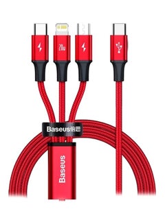 Buy 3-in-1 Rapid Series Type-C 20W PD Nylon Braided Fast Charging Data Cable with Micro, Type-C, Lightning for Phone 13/12/11 Pro/XR/Max/Samsung S10 S9 /Note 9/ Moto G7/LG and More Red in Egypt