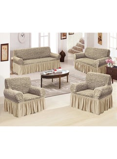 اشتري 4-Piece Sofa Cover Set Beige 173x135سم في السعودية