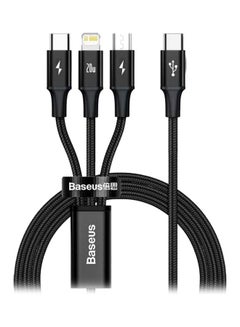 Buy 3-in-1 Rapid Series Type-C 20W PD Nylon Braided Fast Charging Data Cable with Micro, Type-C, Lightning for Phone 13/12/11 Pro/XR/Max/Samsung S10 S9 /Note 9/ Moto G7/LG and More Black in Egypt