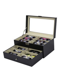 Buy 12-Compartment Leather Exterior Sunglasses Storage Case in Saudi Arabia