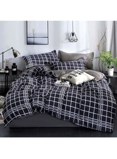 Buy 3-Piece Bedding Set Polyester Black/White Quilt Cover 150x200 Cm, Bed Sheet 160x220 Cm, Pillow Cover 48x75cm in UAE