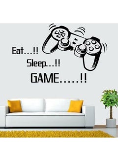 اشتري ملصق جداري فني من الفينيل بتصميم ذراع تحكم لجهاز البلايستيشن وعبارة "Eat Sleep Game" أسود في السعودية