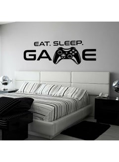 اشتري ملصق جداري فني من الفينيل بتصميم ذراع تحكم لجهاز البلايستيشن وعبارة "Eat Sleep Game" أسود في السعودية