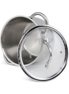 Buy Stainless Steel Stockpot With Glass Lid 5.7L Silver 20x16.8cm in UAE