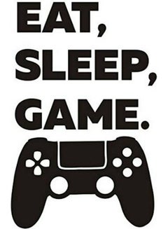 اشتري ملصق جداري فني من الفينيل بتصميم ذراع تحكم لجهاز البلايستيشن وعبارة "Eat Sleep Game" أسود في السعودية