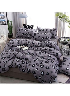 Buy 4-Piece Printed Bedding Set Combination Grey/Black Quilt Cover 220x240 Cm, Bedsheet 230x250 Cm, Pillowcase 48x74cm in UAE