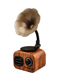 Buy Retro Phonograph Style Portable Bluetooth Wireless Speaker Brown/Beige in Saudi Arabia