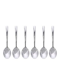 Buy 6-Piece Stainless Steel Tea Spoon Set Silver 14.0cm in UAE