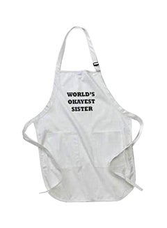 Buy Worlds Okayest Sister Printed Apron With Pockets White 22x24inch in Egypt