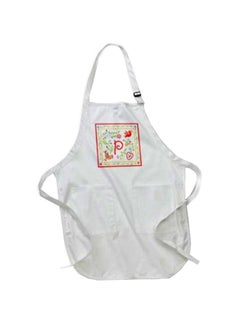 Buy Letter P Monogram Inspired Printed Apron With Pockets White 22 x 30inch multicolor in Egypt