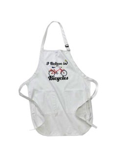 Buy I Believe In Bicycles Printed Apron With Pockets White in Egypt