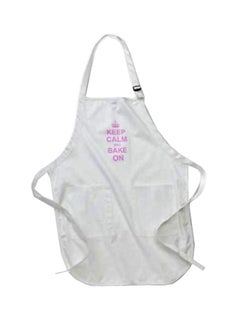 Buy Keep Calm And Bake On Printed Apron With Pockets White 22 x 24inch multicolor in Egypt