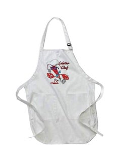 Buy Cute Lobster Chef Printed Apron With Pockets White in Egypt