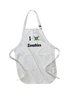 Buy I Love Zombies Printed Apron With Pockets White in Egypt