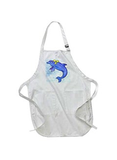 Buy Daisy Bottlenosed Dolphin Printed Apron With Pockets White in Egypt