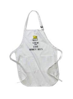 Buy Keep Calm And Love Honey Bees Printed Apron With Pockets White in Egypt