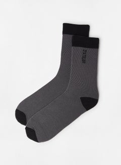 Buy Basic Crew Socks Grey/Black in Saudi Arabia
