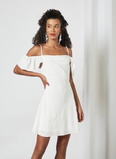 Buy Cold Shoulder Mini Dress White in UAE