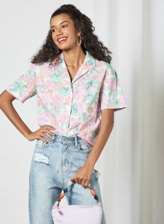 Buy Oversized Floral Print Shirt Multicolour in UAE