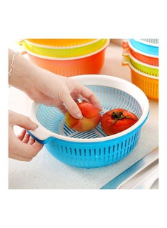 Buy Plastic Round Double Drain Basket Blue in UAE