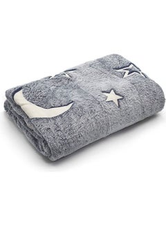 Buy Glow in The Dark Moon and Stars Fleece Blanket Cotton Multicolour 152X127cm in UAE