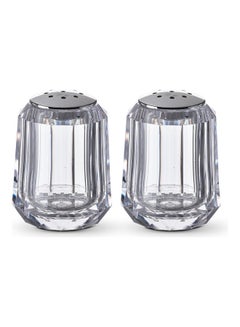 Buy 2-Piece Diamond Acrylic Salt and Pepper Shaker Clear/Silver in UAE