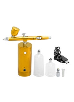 Buy Portable Rechargeable USB Airbrush Kit Gold 19.00X6.00X17.00cm in Saudi Arabia