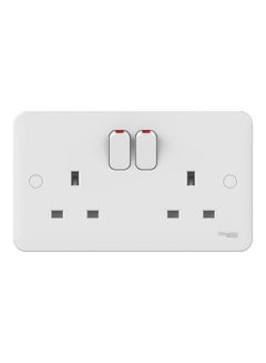 Buy Lisse Uk Standard Switch Socket, 2 Gang 13A White in UAE