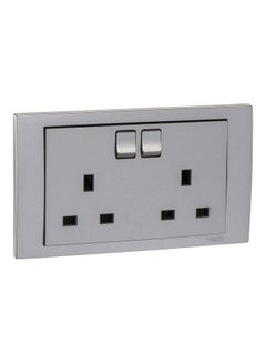 Buy 2 Gang Vivace Double Switched Socket 16AX, 250V Grey in UAE