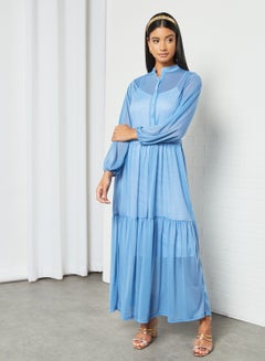 Buy Sheer Maxi Dress Blue in UAE
